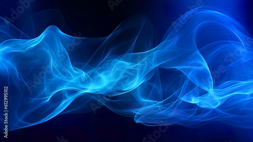 Smoke or gas texture background, abstract blue pattern with soft lines, generative AI.