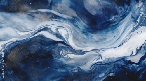 Fotografia Marble stone texture reminiscent of a moonlit ocean, with shades of deep blue an