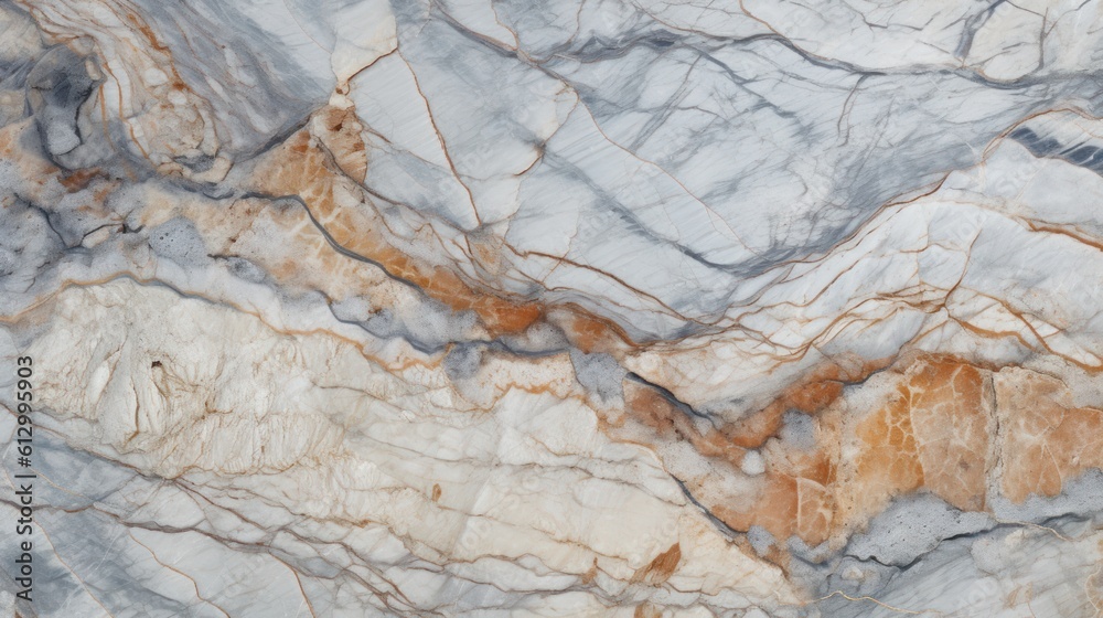Naklejka premium Marble stone texture that evokes the ruggedness of a mountain range, with jagged veins of gray and brown coursing through the surface allpaper background