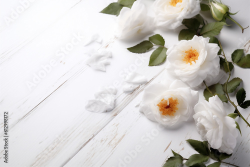 blossom background nature spring floral white flower beautiful celebration wedding invitation. Generative AI.