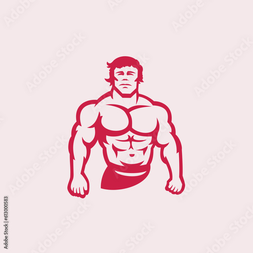 muscular bodybuilder front view logo