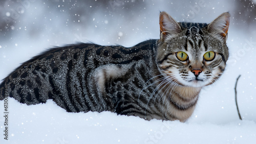 Cat in the snow - generative ai