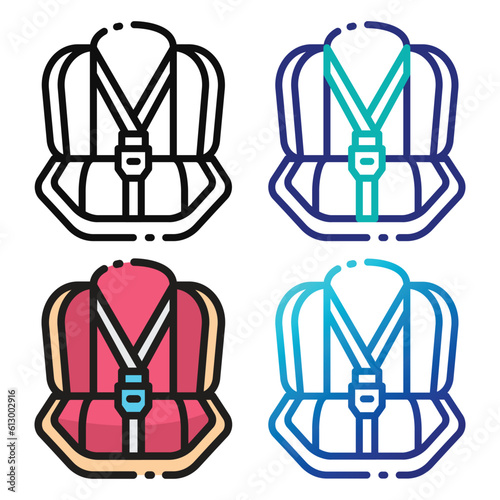 Baby car seat icon design in four variation color