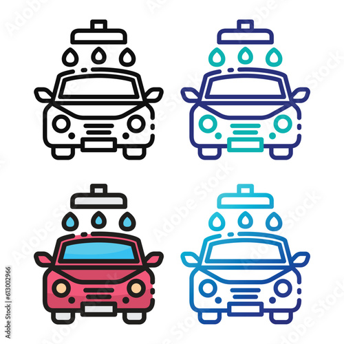 Car wash icon design in four variation color