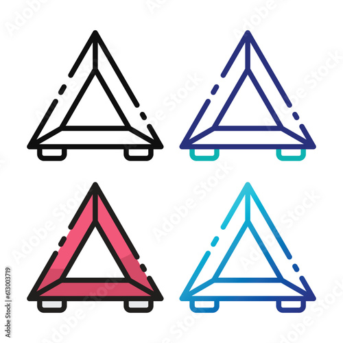 Triangle warning icon design in four variation color
