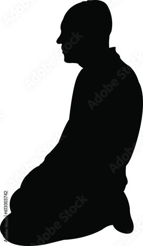 a man kneeling down, silhouette vector