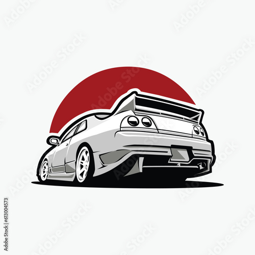 Japanese Sport Car Illustration Vector Art Isolated. Best for JDM Tshirt, Logo and Sticker Design