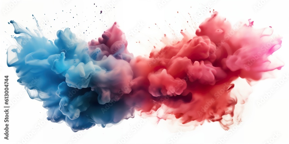 two coloring smoke cloud blast on white background two coloring smoke cloud blast on white background