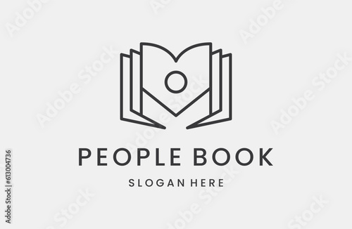 Abstract people book education logo icon vector design. College, school, university vector logo.