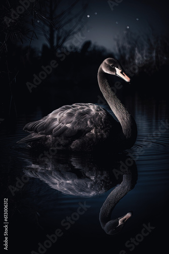 Swan in the lake - Created with Generative AI Technology
