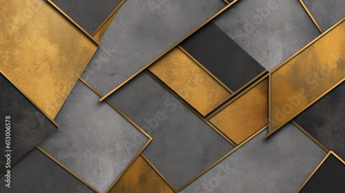 Black and gold metallic square wallpaper for elegant interior design. Generative ai