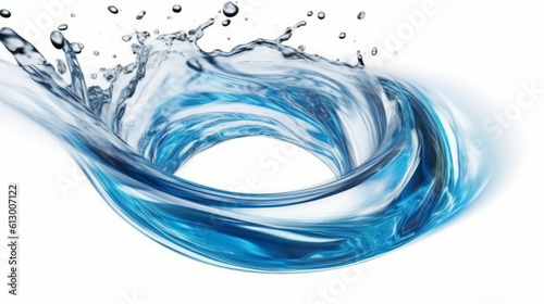 3d whirlpool clear blue water scattered around  water splash transparent  isolated on white background. Generative ai