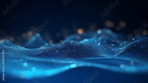 Water bubbles on a dark blue background. Generative ai