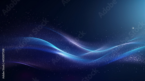 A blue abstract background with stars and waves. Generative ai