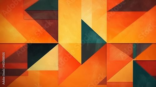 An abstract painting with overlapping orange and green shapes. Generative ai