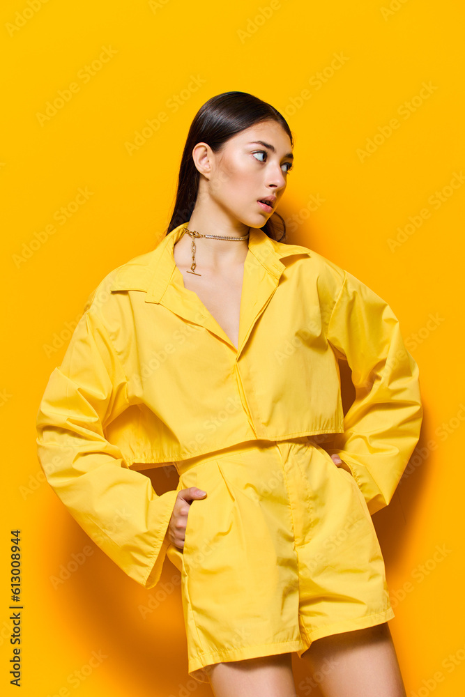 woman trendy young fashion glamour girl yellow lifestyle attractive beautiful model woman trendy young fashion glamour girl yellow lifestyle attractive beautiful model