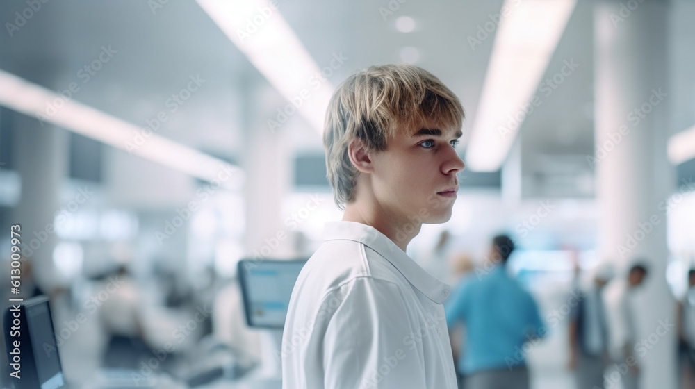an adult man, works in a supermarket, cashier at the checkout in the supermarket, job and occupation, working an adult man, works in a supermarket, cashier at the checkout in the supermarket, job and occupation, working