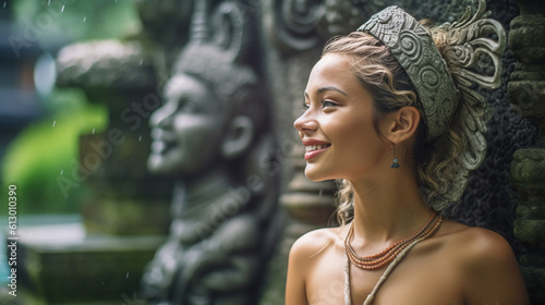 young adult female stands i...