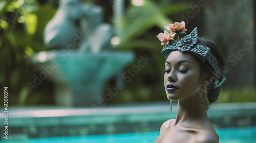 young adult female stands i...