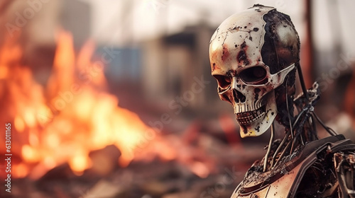 damaged robot, horror and e...