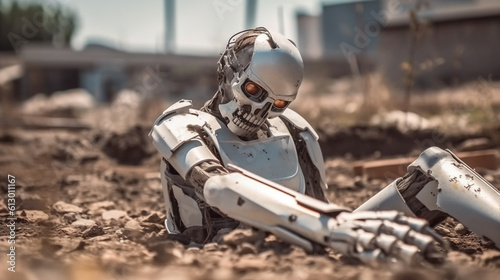 destroyed robot war machine...