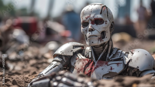 destroyed robot war machine...