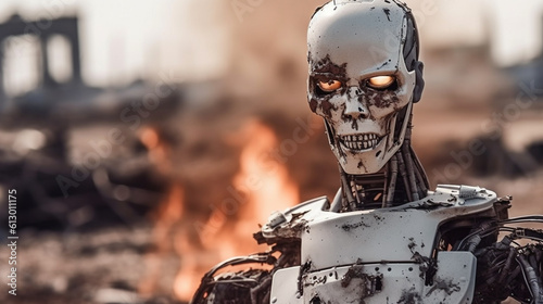 damaged robot, horror and e...