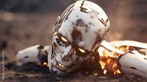 destroyed robot war machine...