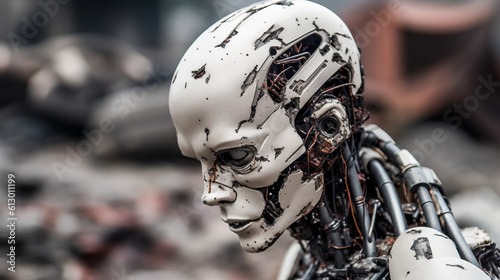 damaged robot, horror and e...