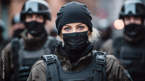 a federal police officer, in uniform, police uniform, border guard and customs officer, customs and control, on patrol, caucasian woman or special unit © wetzkaz