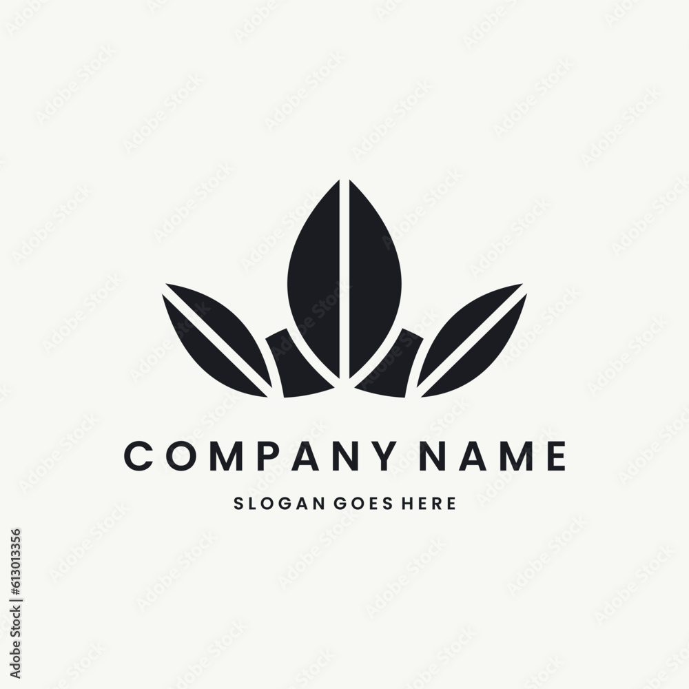 Flowers leaf Logo vector design template black logo and white background