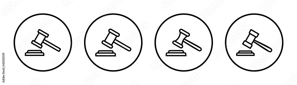 Gavel icon set illustration. judge gavel sign and symbol. law icon. auction hammer Gavel icon set illustration. judge gavel sign and symbol. law icon. auction hammer
