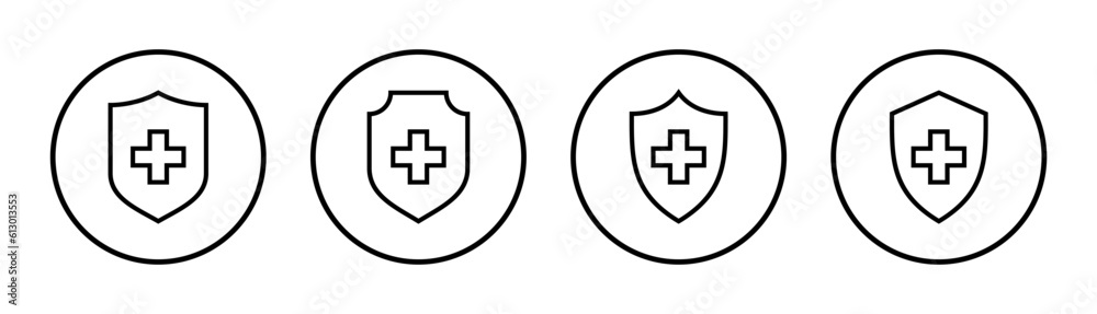 Health insurance icon set illustration. Insurance document sign and symbol