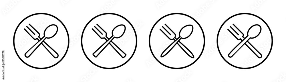 spoon and fork icon set illustration. spoon, fork and knife icon vector. restaurant sign and symbol