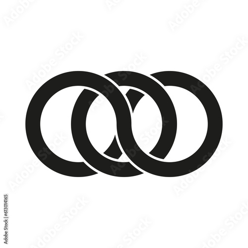 Interlocking circles, rings contour. Circles, rings concept icon. Vector illustration. stock image.