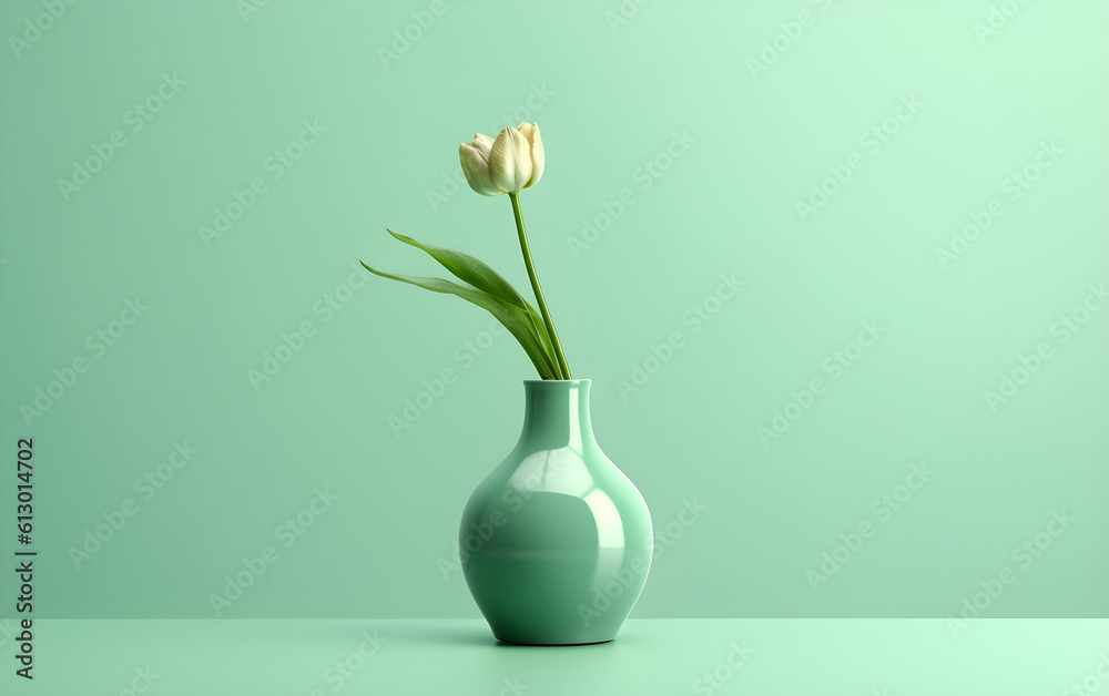 Minimalist Vase With a Flower in a Simple Background Generative by AI