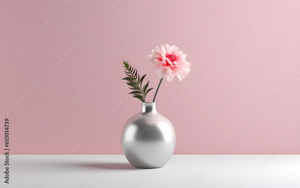 Minimalist Vase With a Flower in a Simple Background Generative by AI