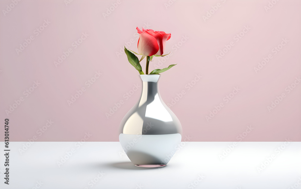 Minimalist Vase With a Flower in a Simple Background Generative by AI Minimalist Vase With a Flower in a Simple Background Generative by AI