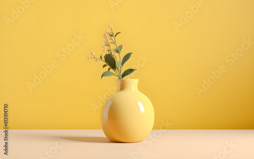 Wallpaper Mural Minimalist Vase With a Flower in a Simple Background Generative by AI Torontodigital.ca