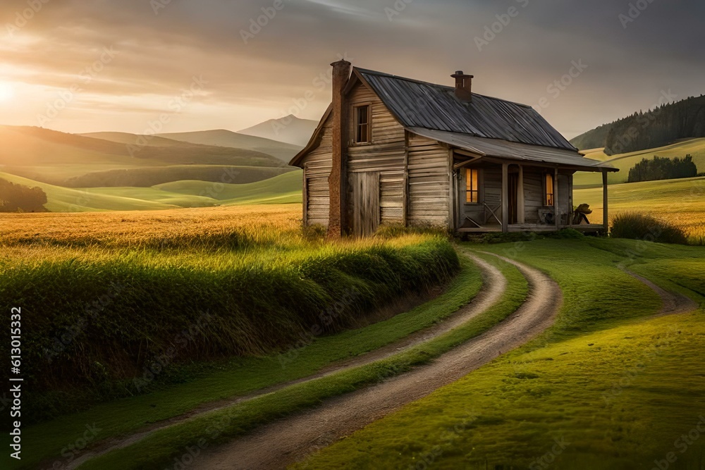 an image of a quaint farmhouse with a weathered exterior an image of a quaint farmhouse with a weathered exterior