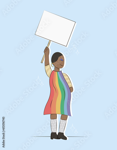 Person in Pride Parade, Vector Illustration for Pride Month