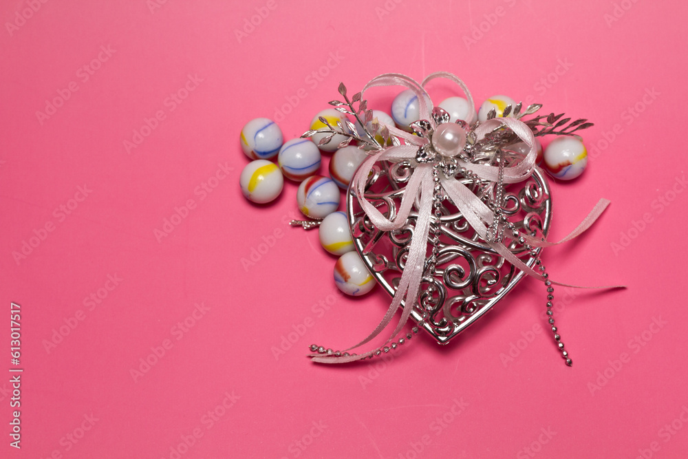 Fototapeta premium Valentine-Silver Heart and Marble