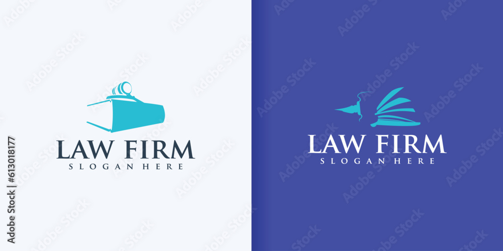 Lawyer Law firm Logo design Feather Quill symbol vector design template