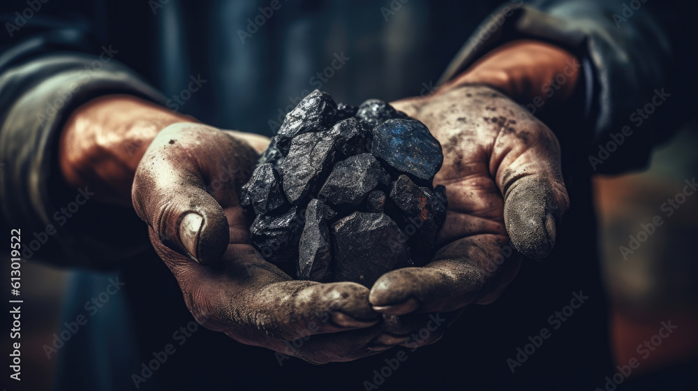 A worker is holding out coal , Generative Ai