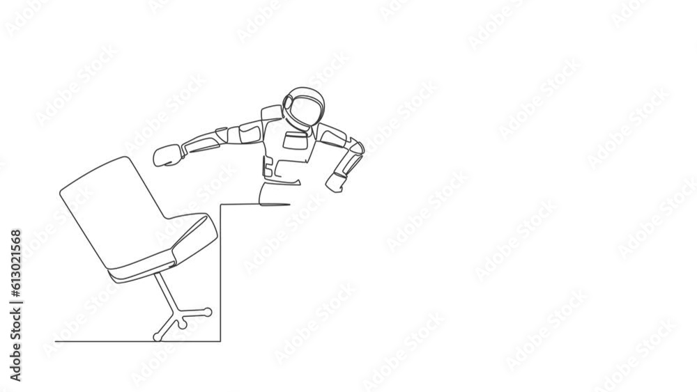 Self drawing animation of single line draw of frustrated astronaut angry and throwing laptop from working desk. Failed in spaceship company. Cosmic galaxy space. Continuous line. Full length animated Self drawing animation of single line draw of frustrated astronaut angry and throwing laptop from working desk. Failed in spaceship company. Cosmic galaxy space. Continuous line. Full length animated