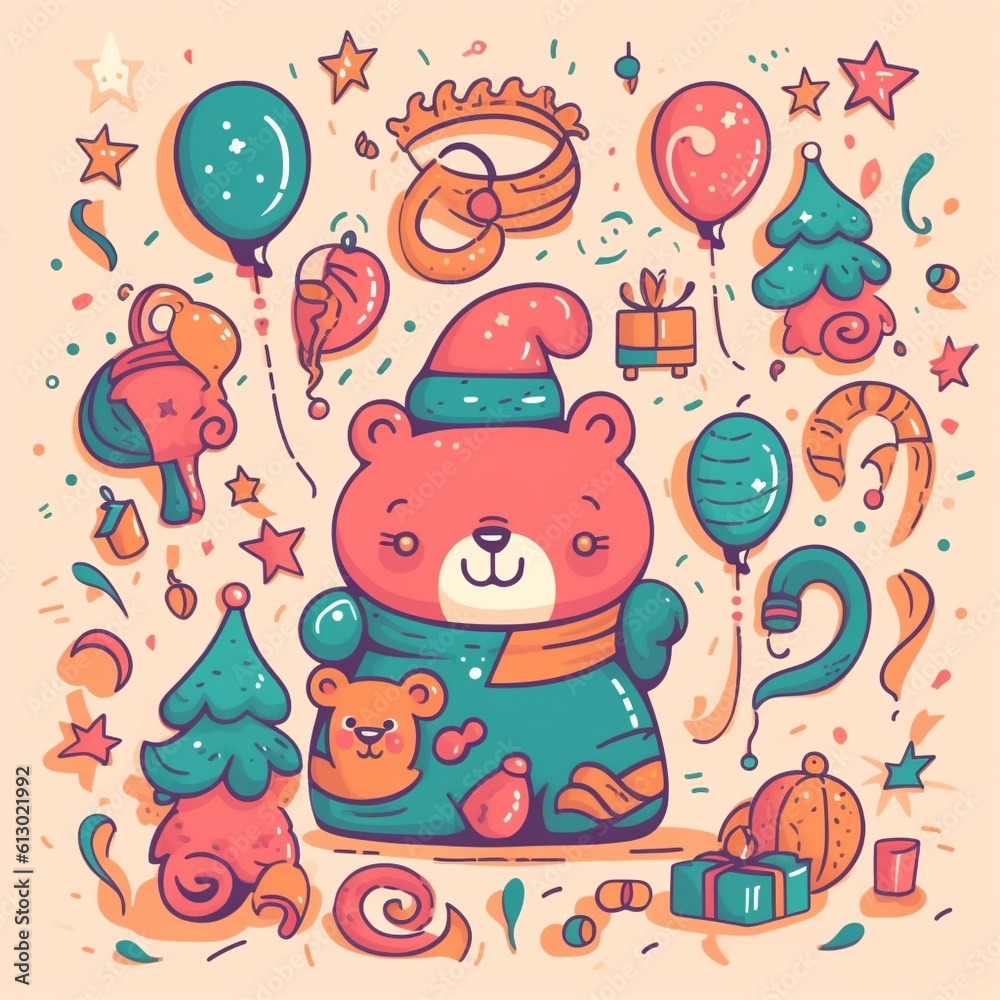 Fototapeta premium Cartoon New Year's Eve