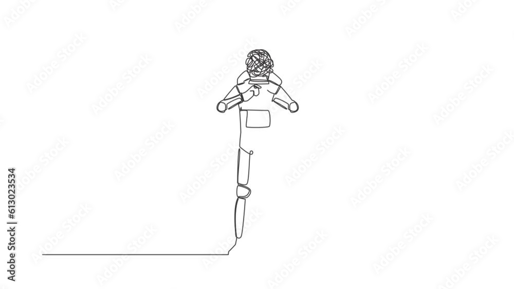 Self drawing animation of single line draw astronaut with round scribbles instead of head. Sign crossing fingers forming x. Cross, wrong or banned. Cosmic galaxy. Continuous line. Full length animated Self drawing animation of single line draw astronaut with round scribbles instead of head. Sign crossing fingers forming x. Cross, wrong or banned. Cosmic galaxy. Continuous line. Full length animated