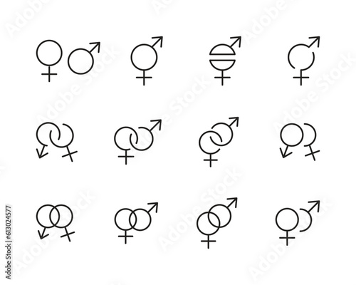 Gender sign icon. Male and female, man and woman sign vector, symbol, logo, illustration, editable stroke, flat design style isolated on white