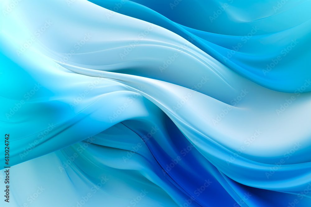 Blue abstract waves background, with copyspace. Generative AI