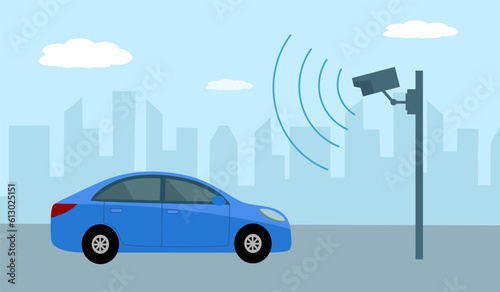 Traffic camera or street security cctv concept vector illustration.